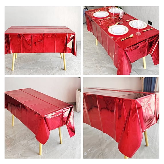 Pebbuoy Disposable Rectangle Party Table Cloth Waterproof Table Cover Tear-Resistant Dining Table Protector Cover
