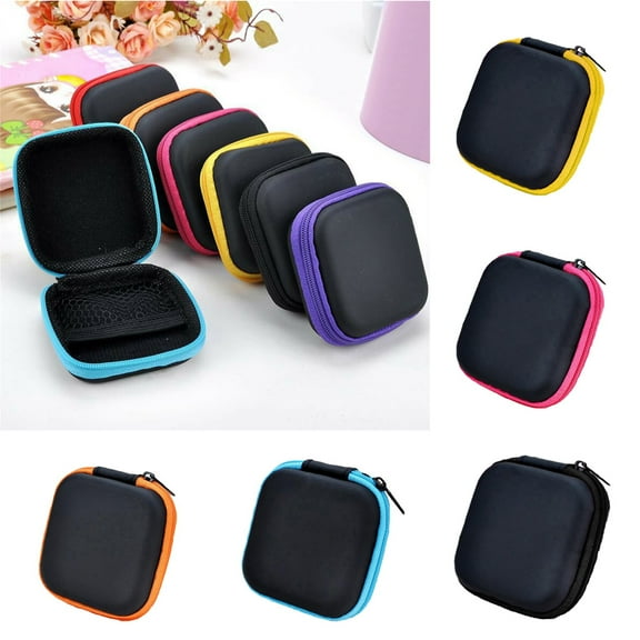 Pebbuoy Earphone Carrying Case Headphone Bag Zipper Closure EVA Large Capacity Earphone Case Earphone Accessories
