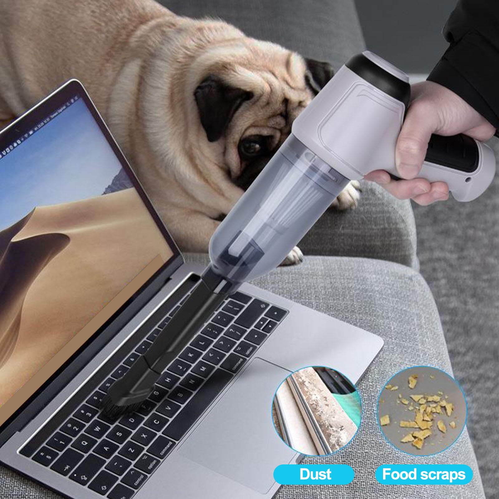 Pebbuoy Electric Air Duster Car Vacuum Cleaner High Power 5000Pa Strong Suction Rechargeable Portable Handheld Dust Remover