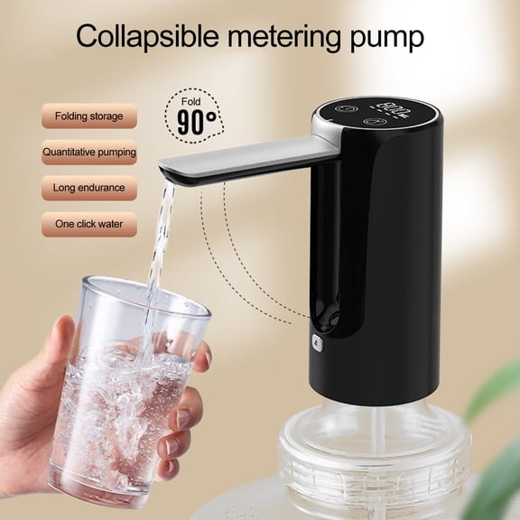 Pebbuoy Electric Water Pump with Foldable Spout Food-Grade Collapsible Design Smart LED Display Quiet Operation Portable Water Pump