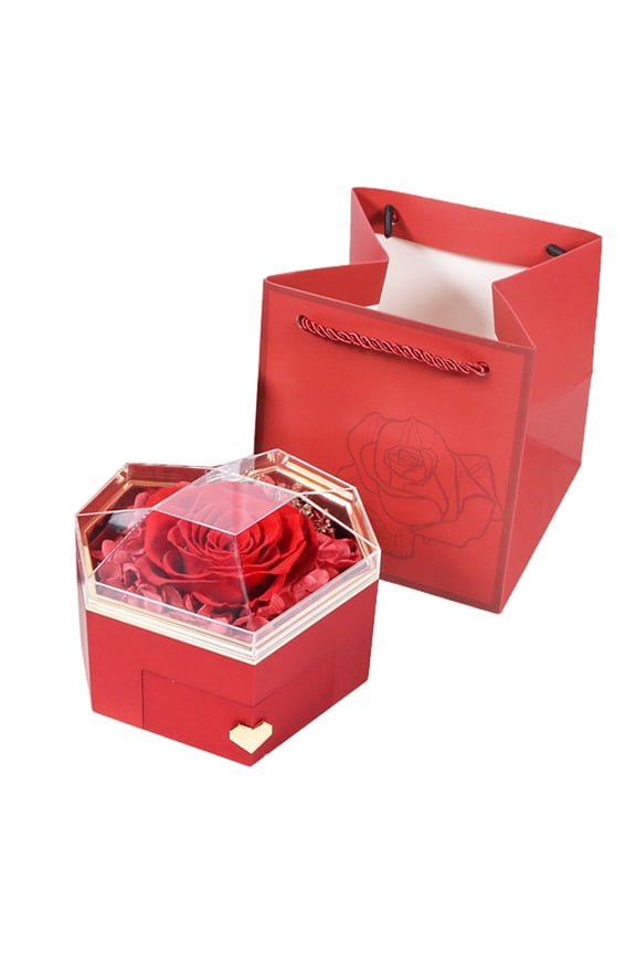 Eternal Rose Necklace Box Gift Acrylic Jewelry Drawer Box Preserved Roses Christmas Jewelry Case Mother Day Jewelry Box