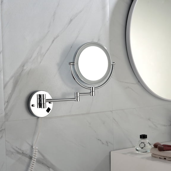 Pebbuoy Exquisite Vanity Mirror,Metal Double Sided LED Cosmetic Mirror Electric Plug Powered