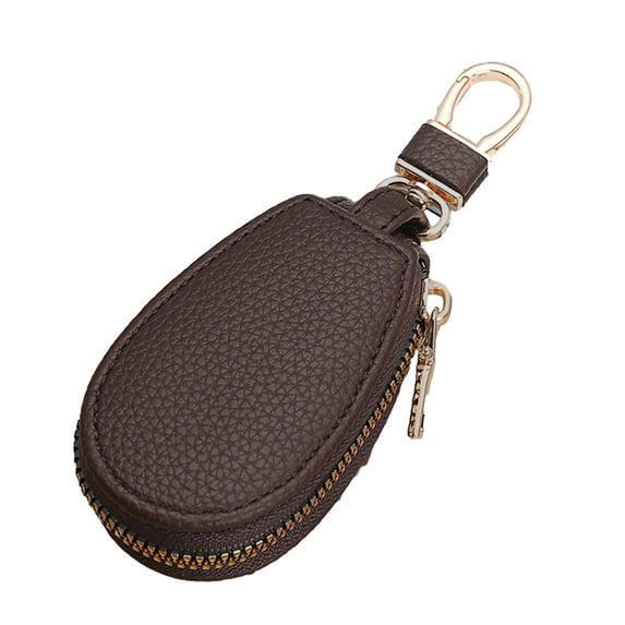Pebbuoy Faux Leather Car Key Case with Hanging Buckle Keyring Chain Portable Remote Key Fob Holder Zipper Bag Protector Pouch Wallet