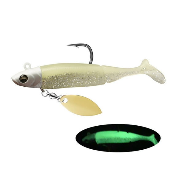 Pebbuoy Fishing Lure Soft Baits with Sequins Simulation T-Tail Sequined Swimbait 9.5cm/20g Bionic Bait Reusable Freshwater & Saltwater Bass Fishing Lures Artificial Bait Fishing Tackle