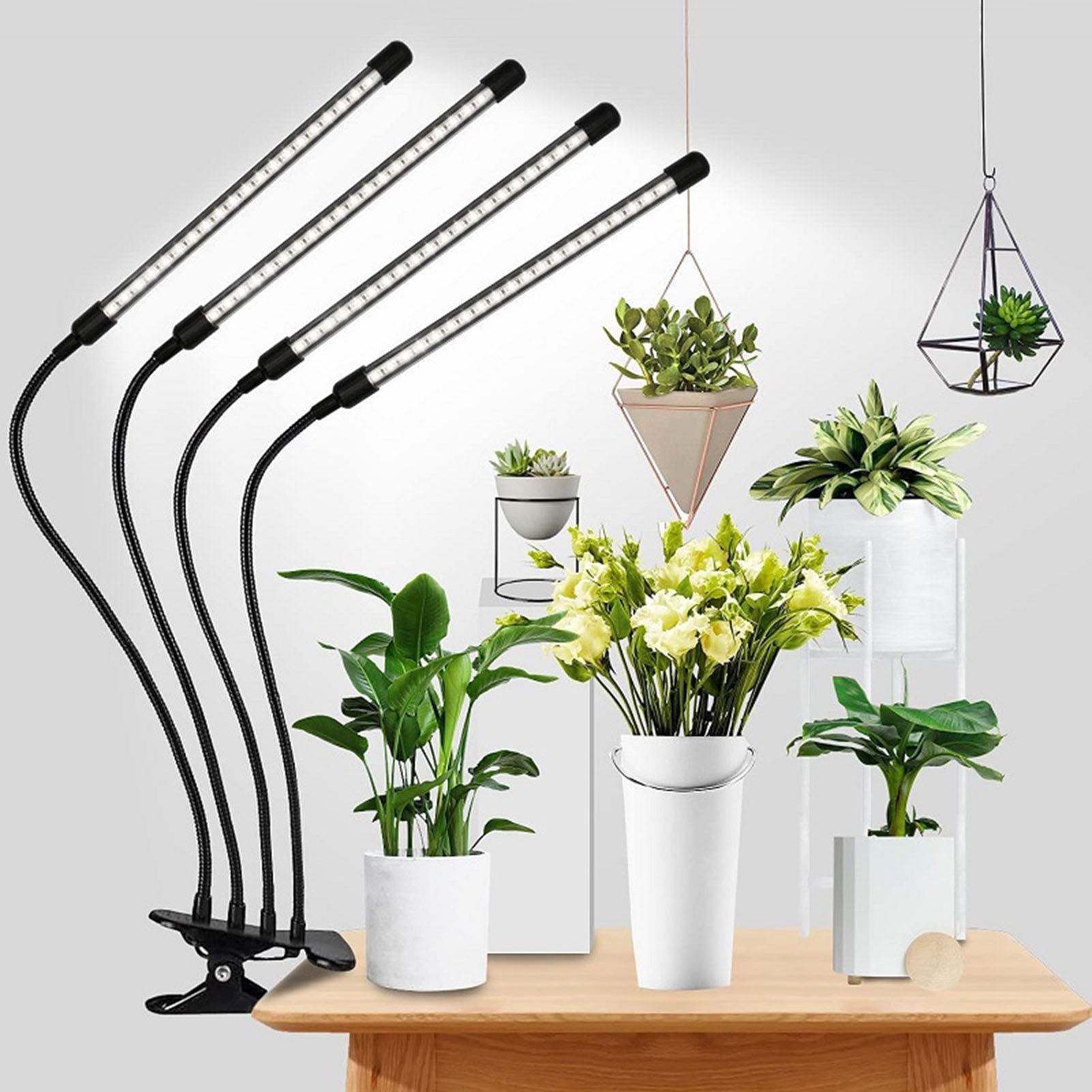 Pebbuoy Full Spectrum Plant Grow Light with Clip Dimmable PlugPlay