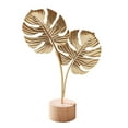 thumbnail image 1 of Pebbuoy Golden Ginkgo Leaf Decoration with Wood Base Metal Feather Leaves Snowflake Figurine Statue Sculpture Home Office Living Room Desktop Ornament Christmas Gift, 1 of 7