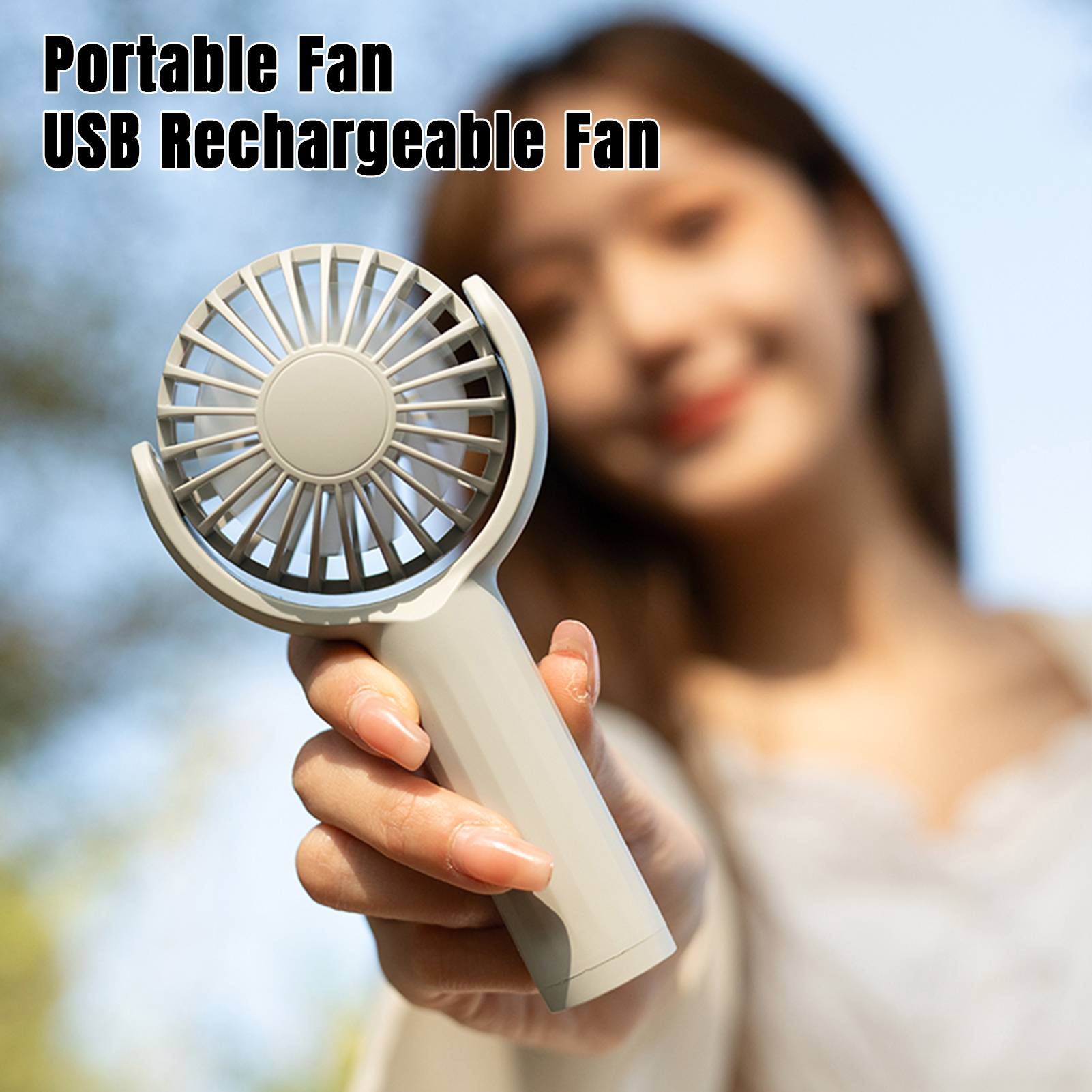 Pebbuoy Handheld Fan with 3 Speed Settings Adjustable Angle Brushless ...