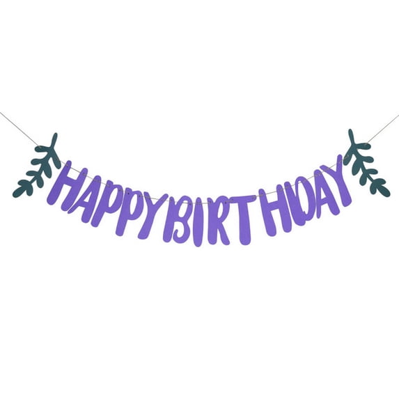 Pebbuoy Happy Birthday Garland Paper Letter Leaves Pre-Strung Women Girls Kids Birthday Party Hanging Sign Decoration Indoor Wall Backdrop Pendant