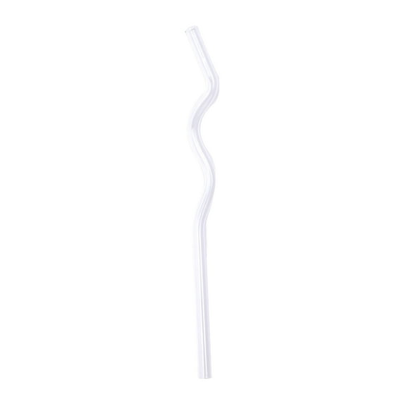 Pebbuoy High Glass Wavy Straws Reusable Colorful Straws for Juice Tea Coffee Eco-Friendly High Temp Resistant BPA-free Glass Twist Transparent Straw