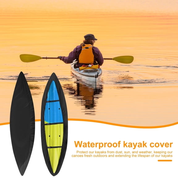 Pebbuoy Kayak Cover 210D Heavy Duty Waterproof Canoe Cover Fade-Resistant Kayak Accessory UV Protection Kayak Storage Cover for Canoe Paddle Board SUP