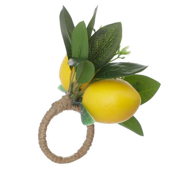 Pebbuoy Lemon Napkin Rings Realistic Farmhouse Handmade Greenery Napkin Ring Holder Wedding Party Decoration