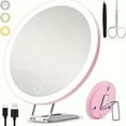 thumbnail image 1 of Pebbuoy Magnifying Mirror for Men Women,Magnified Makeup Vanity Mirror with LED Light and Tweezers,360 Degrees Rotary Magnified Mirror for Wall Hanging Handheld Desktop10/20/30X, 1 of 10
