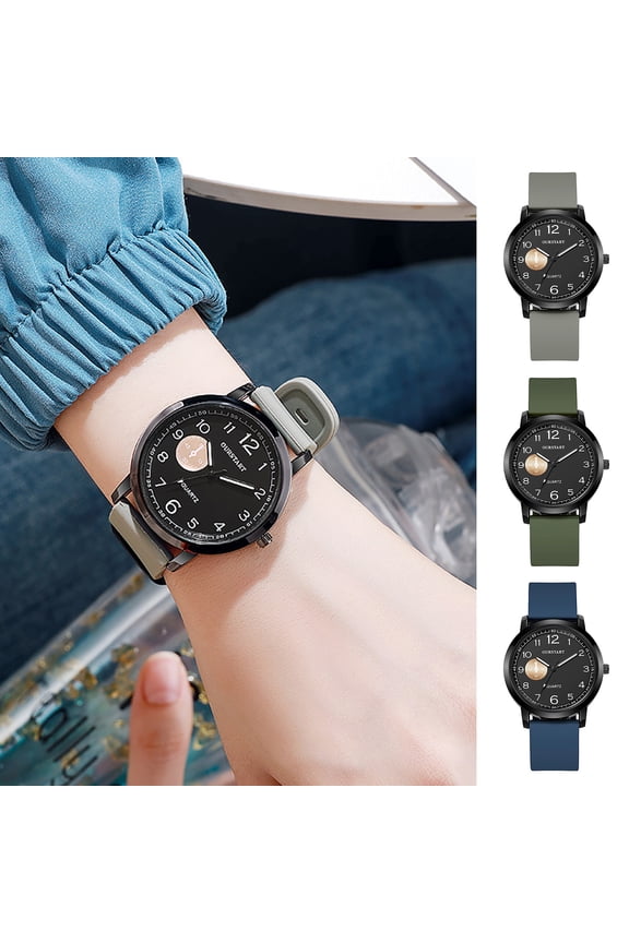 Men Quartz Watch Round Dial Formal Business Style Silicone Strap Smooth Surface Accurate Time Wristwatch Commute Timepiece