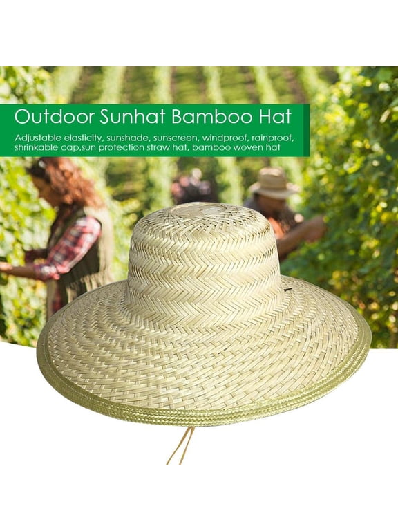 Men's Straw Hat, Weaved Hard Shell Shade Hat Large Fit Wide Brim Straw Hat, Adjustable Elasticity