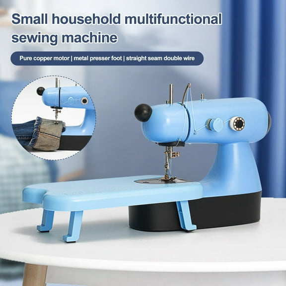 Pebbuoy Mini Sewing Machine with Expansion Board LED Light Design Plug-Play Simple Operation EU Plug DIY Clothes Curtains Electric Sewing Machine