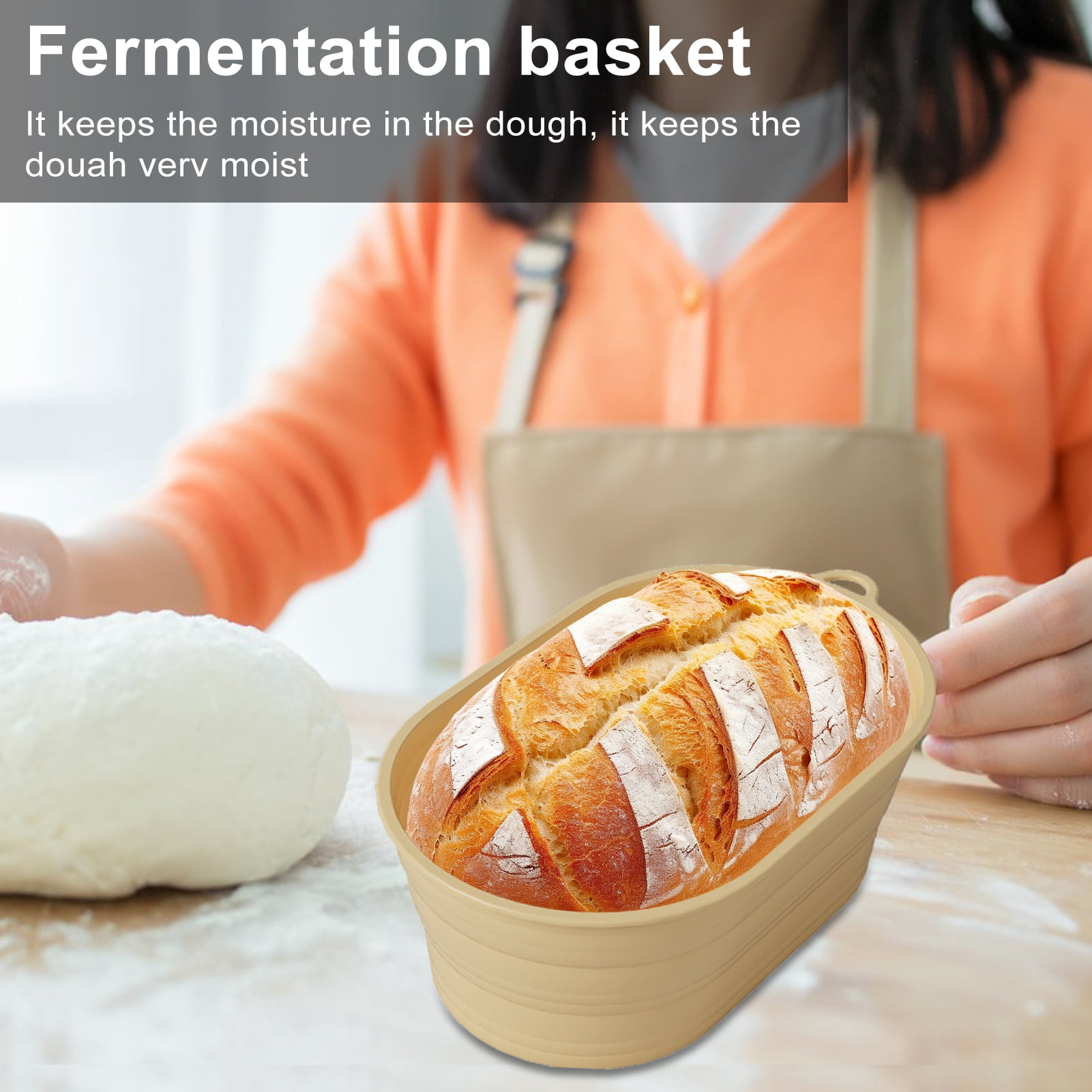 Pebbuoy Pebbuoy Silicone Bread Fermentation Basket Round Oval Dough ...