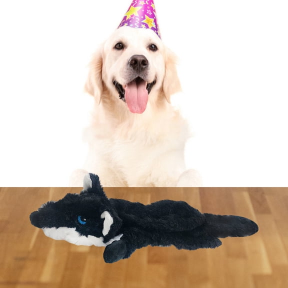 Pebbuoy Pet Chew Toy with Built-in Sound Generator Anxiety Relief Wolf Shape Plush Dog Squeaky Toy Pet Supplies