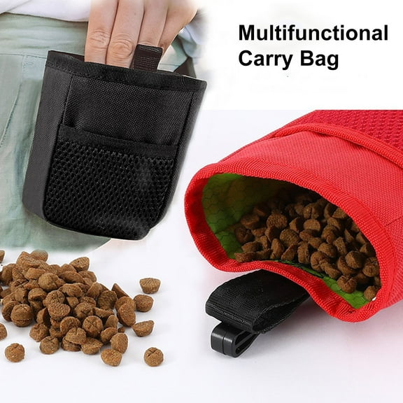 Pebbuoy Pet Snack Bag Portable Dog Treat Bag with Mesh Pocket Oxford Cloth Pet Treat Storage Bag for Outdoor