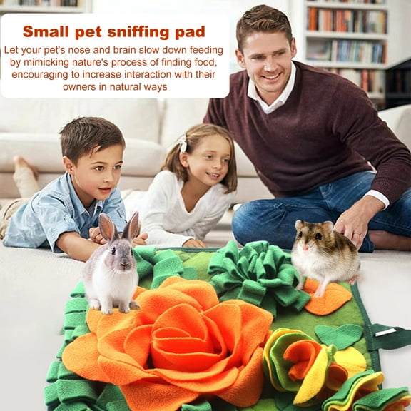 Pebbuoy Pet Sniffing Pad Interactive Guinea Pigs Snuffle Mat Slow Feeding Rabbits Foraging Mat Small Pet Supplies