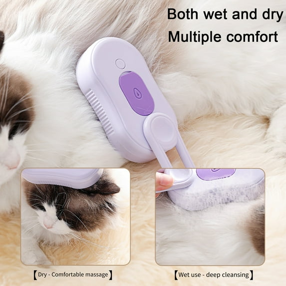 Pebbuoy Pet Steam Brush USB Charging Spray Cat Brush for Shedding Remove Static Flying Hair Self Cleaning Dog Massage Brush for Dogs Cats Pet Grooming Tool