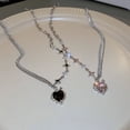 thumbnail image 1 of Pebbuoy Punk Style Choker Necklace Heart Pendant Shiny Rhinestone Star Asymmetric Chain Necklace Jewelry Gift, 1 of 1