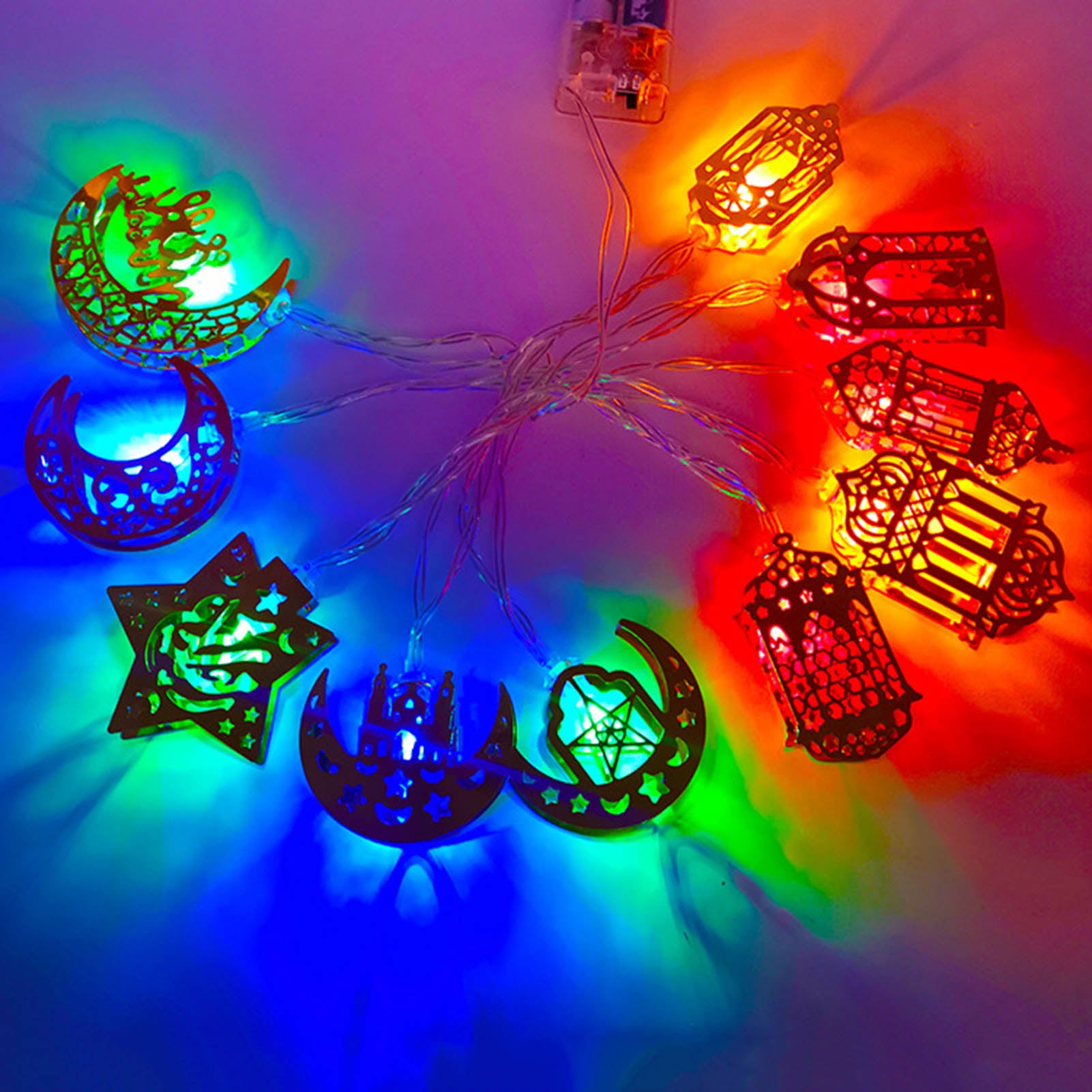 Pebbuoy Ramadan Eid String Light with Moon Star Lantern Palace Ornament ...