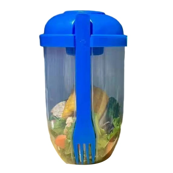 Pebbuoy Salad Cup with Lid And Fork Leak-Proof Salad Shaker Large Capacity Fruit Vegetable Container for Home Travel