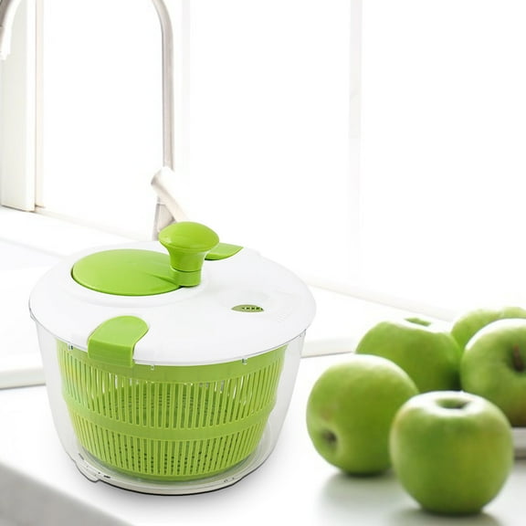 Pebbuoy Salad Spinner,Fruit Vegetable Washer Spinner with Bowl,Manual Lettuce Spinner Vegetable Dryer Non-Slip Base Drainage Design