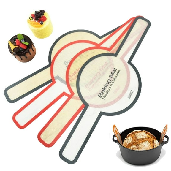Pebbuoy Silicone Bread Sling Dutch Oven, With Extra Long Handles Bread Baking Sheet Liner, Non-Stick & Easy Clean Reusable Silicone Bread Baking Mat for Dough Pastry