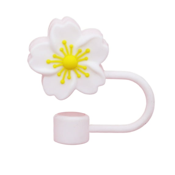 Pebbuoy Silicone Flower Straw Cap 10mm Diameter Cute Straw Topper Dust-Proof Drinking Straw Covers Cap Reusable Straw Tips Lids Gift for Party Decor