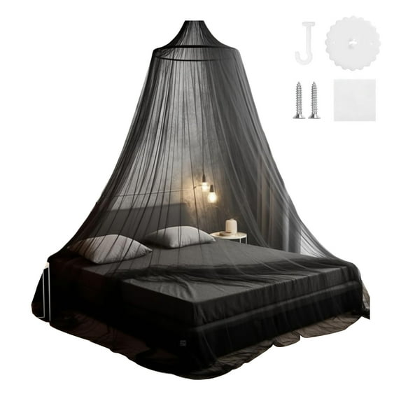 Pebbuoy Single Door Mosquito Net Bed Canopy Solid Color Design Good Breathability Easy Installation Fully Enclosed Anti-mosquito Bed Cover Curtain
