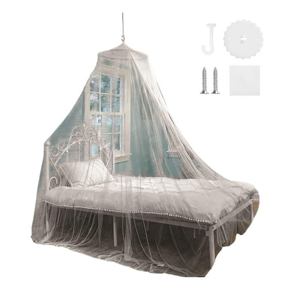 Pebbuoy Single Door Mosquito Net Bed Canopy Solid Color Design Good Breathability Easy Installation Fully Enclosed Anti-mosquito Bed Cover Curtain