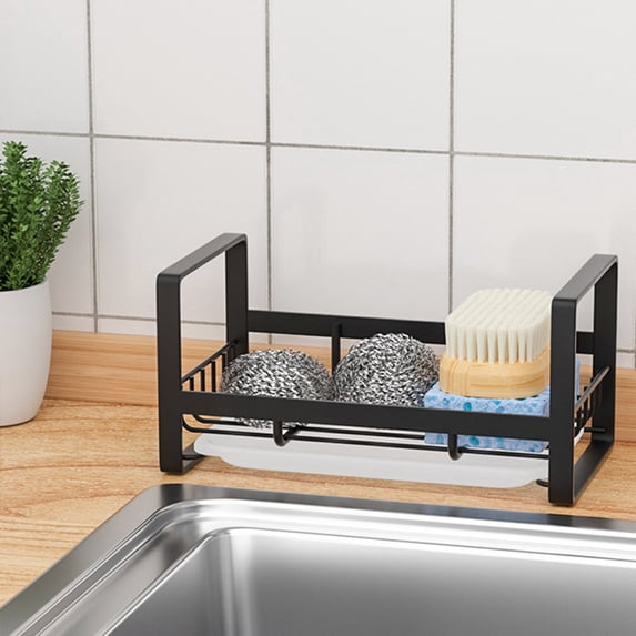 Pebbuoy Sink Draining Rack Stainless Load Bearing Hollow Out Holder Quick Drainage Anti-slip Soap Sponge Dish Rag Sink Organizer