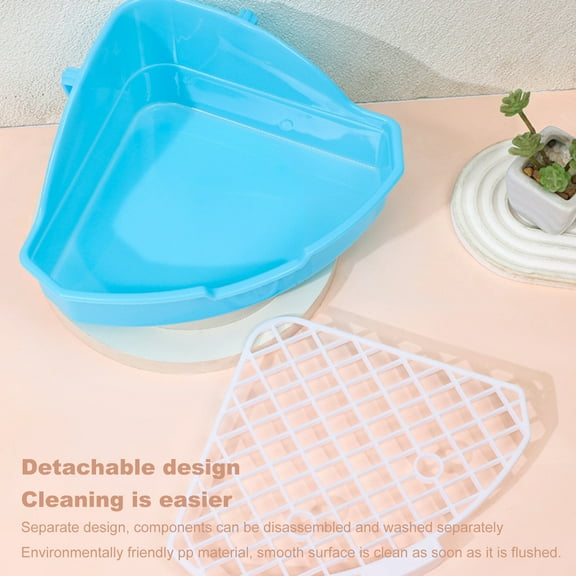 Pebbuoy Small Pet Toilet High Fence Detachable Hollow Platform Easy Cleaning Rabbit Litter Pan Animal Potty Trainer Bunnies Corner Toilet Box Ferret Hamster Dragon Cat Guinea Pig Dutch Pig Supplies