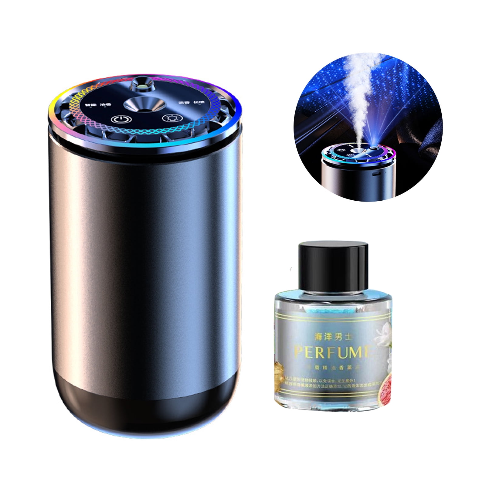 Pebbuoy Smart Car Air Freshener with Atmosphere Light Rechargeable Auto On/Off Easy to Install Intelligent Car Interior Aroma Device