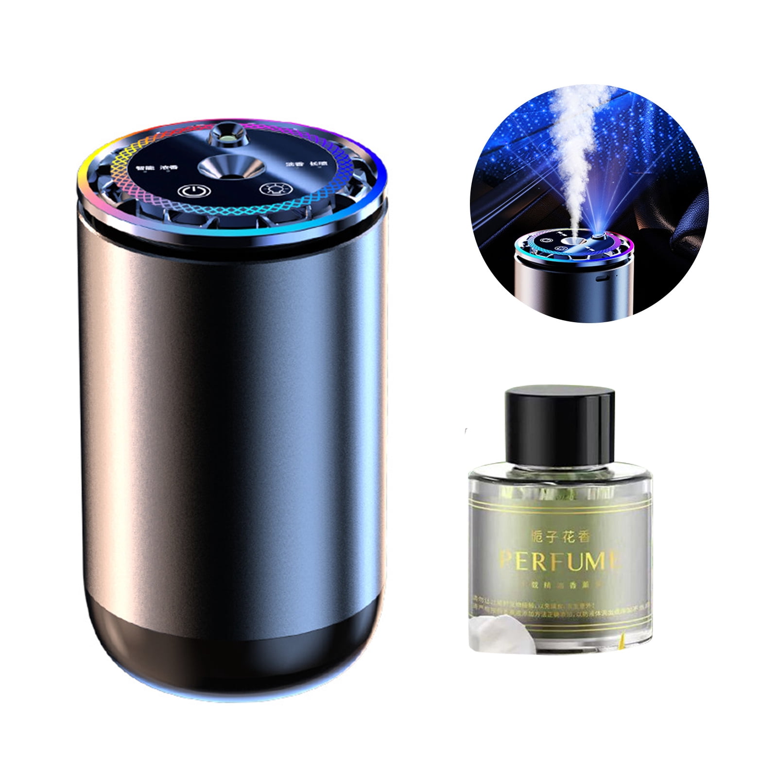Pebbuoy Smart Car Air Freshener with Atmosphere Light Rechargeable Auto On/Off Easy to Install Intelligent Car Interior Aroma Device