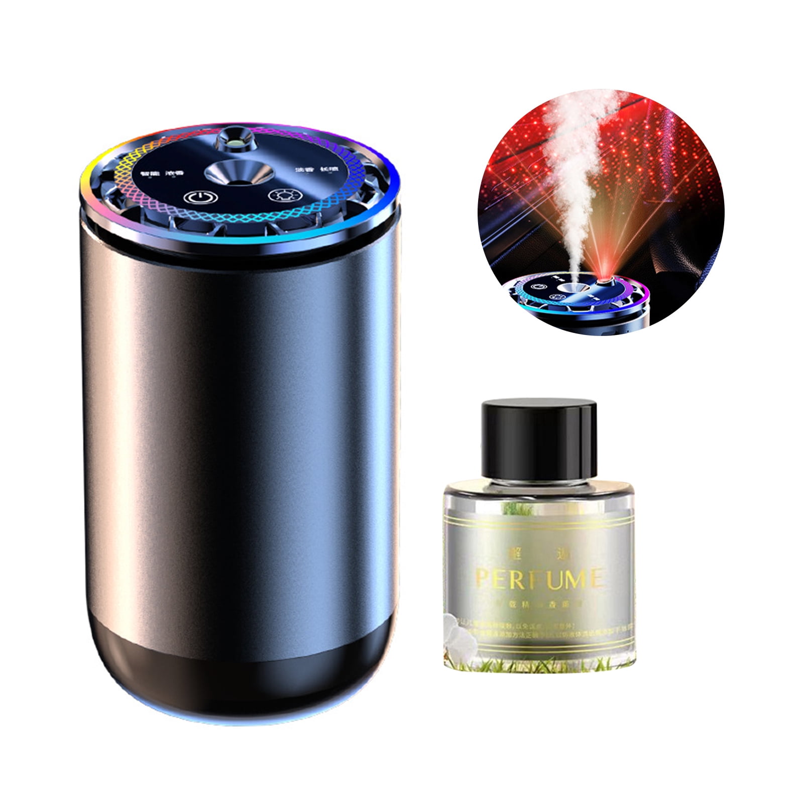 Pebbuoy Smart Car Air Freshener with Atmosphere Light Rechargeable Auto On/Off Easy to Install Intelligent Car Interior Aroma Device