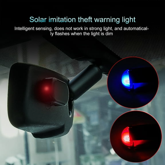 Pebbuoy Solar Car Alarm LED Light Compact Size Portable Rechargeable Simulate Imitation Security System Warning Lamp Anti-Theft Device