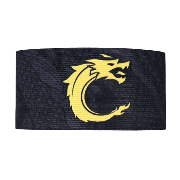 Pebbuoy Sports Captain C Arm Unisex Elastic Fasten Tape Anti-slip Dragon Print Adjustable Band Team Training Outdoor Football Player Soccer Captain Armband