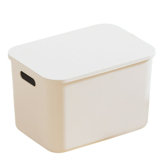 Pebbuoy Storage Box with Lid Handle Hole Large Capacity Stackable Dustproof Makeup Toys Sundry Storage Basket Home Office Desktop Organization Container
