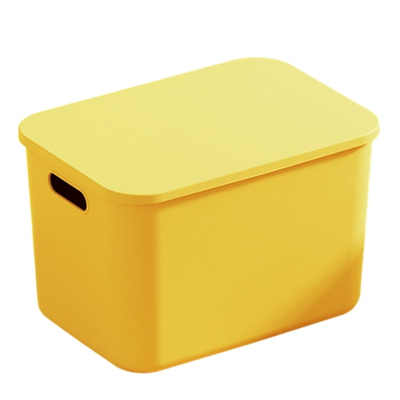 Pebbuoy Storage Box with Lid Handle Hole Large Capacity Stackable Dustproof Makeup Toys Sundry Storage Basket Home Office Desktop Organization Container
