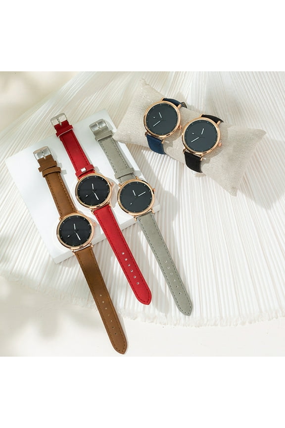 Student Quartz Watch Round Dial Faux Leather Adjustable Strap No Delay Time-checking High Accuracy Lightweight Unisex Wristwatch Timepiece