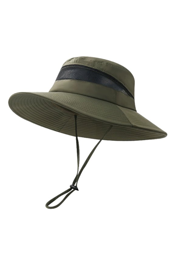 Summer Sun Hat Waterproof Wide Brim Bucket Hat UV Protection Adjustable Outdoor Rain Hat with Ponytail Hole for Fishing Hiking Camping