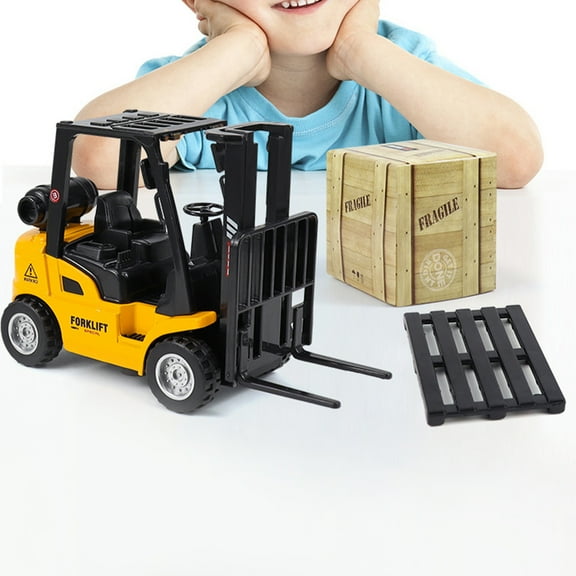 Pebbuoy Telehandler Forklift Toy, High Detail Metal Construction Vehicles Model Toy for Kids