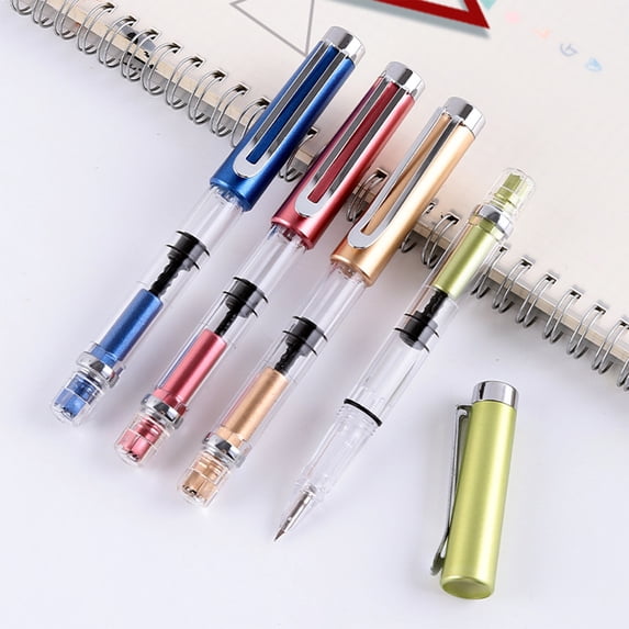 Pebbuoy Titanium Fountain Pen High Ink Capacity Vacuum Filling Stainless Steel Fine Nib Smooth Writing Pen for Daily Writing