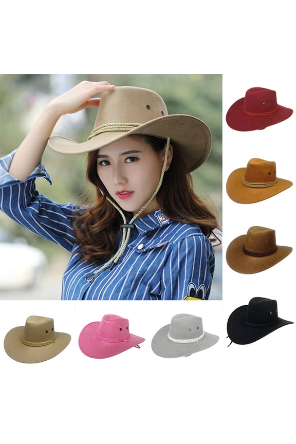 Unisex Trilby Cap Men Women Jazz Cap,Adjustable Wide Brim Cowboy Cowgirl Hat for Horse Riding