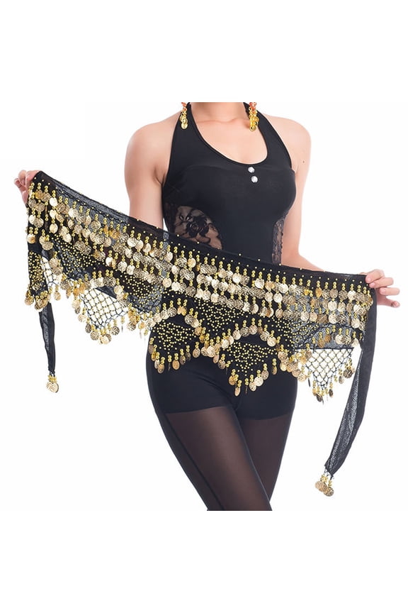 Velvet Belly Dance Waist Chain with Coin Lace-up Lightweight Women Dancing Waist Belt Dancer Accessories