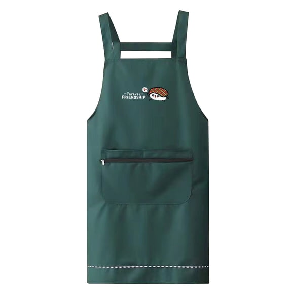 Pebbuoy Waterproof PVC Cooking Apron Japanese Korean Style Oil-proof Non-stick Cooking Chef Apron with Large Front Pockets