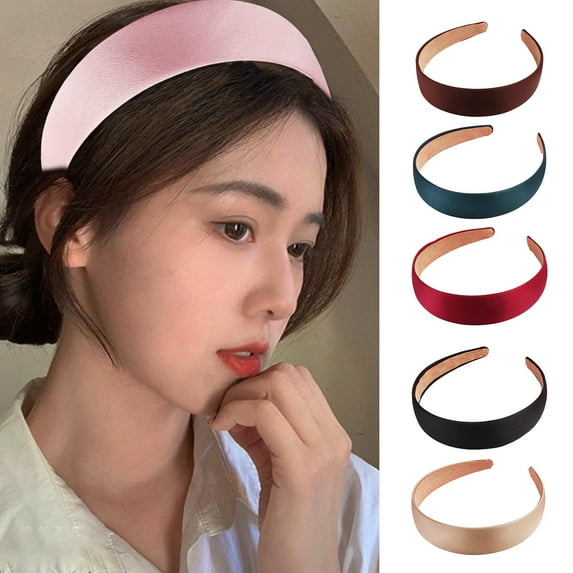 Pebbuoy Wide Hair Hoops for women,Cloth Wrapped Headbands for girls,Solid Color Hairband Hair Accessories-3cm