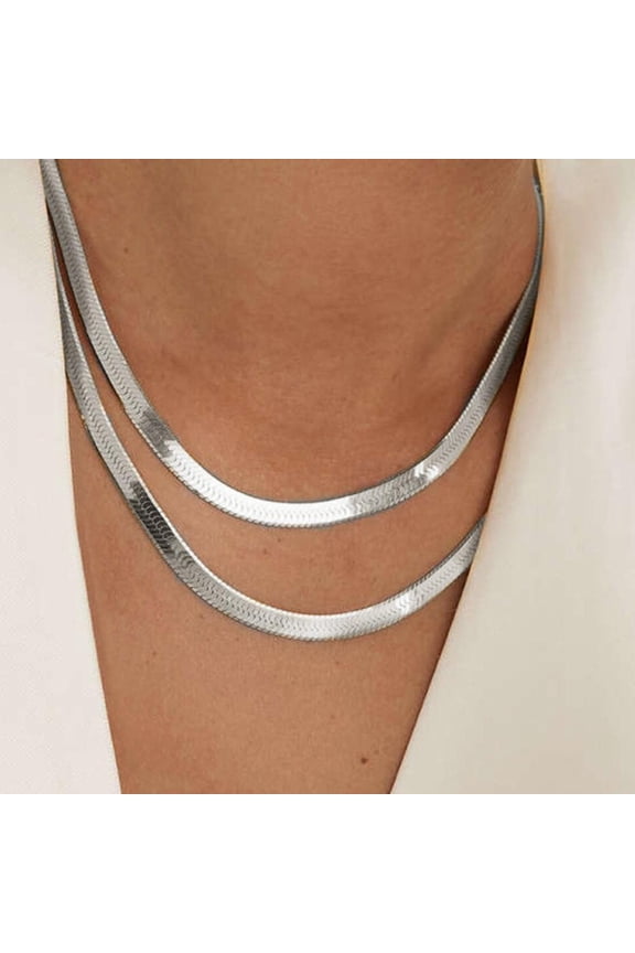 Women Choker Necklace Multi Layer Flat Snake Bone Necklace Adjustable Extended Chain Choker Necklace Jewelry Accessories